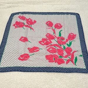 Vintage silk Floral Polka Dot Accent Scarf